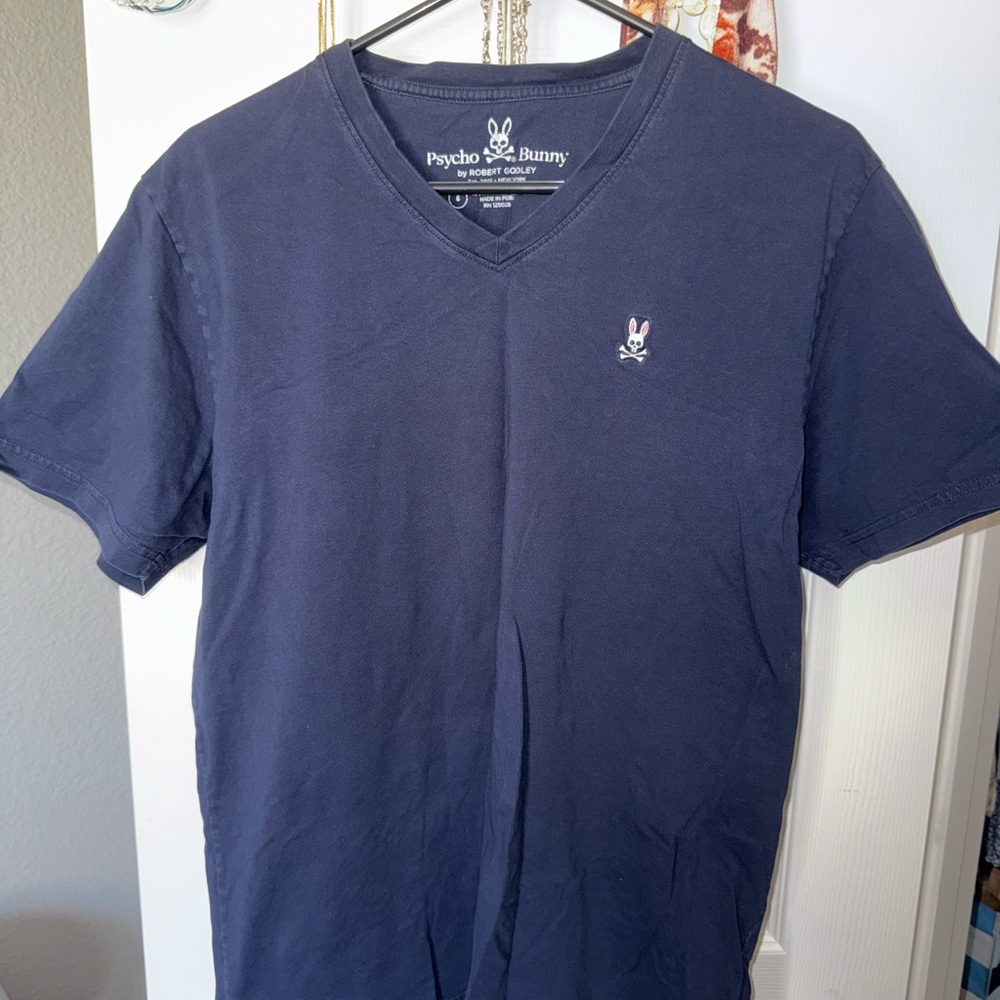 Psycho Bunny Women's Navy Blue V-Neck Shirt